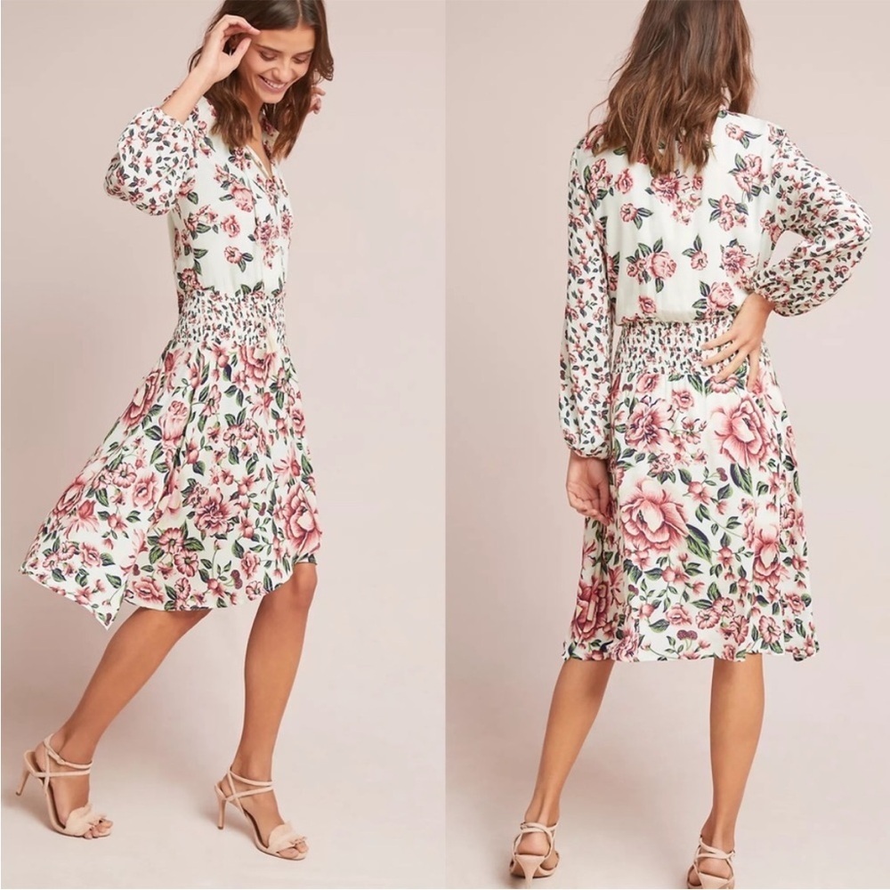 Farm Rio x Anthropologie Anabela Smocked Floral Dress Size XS